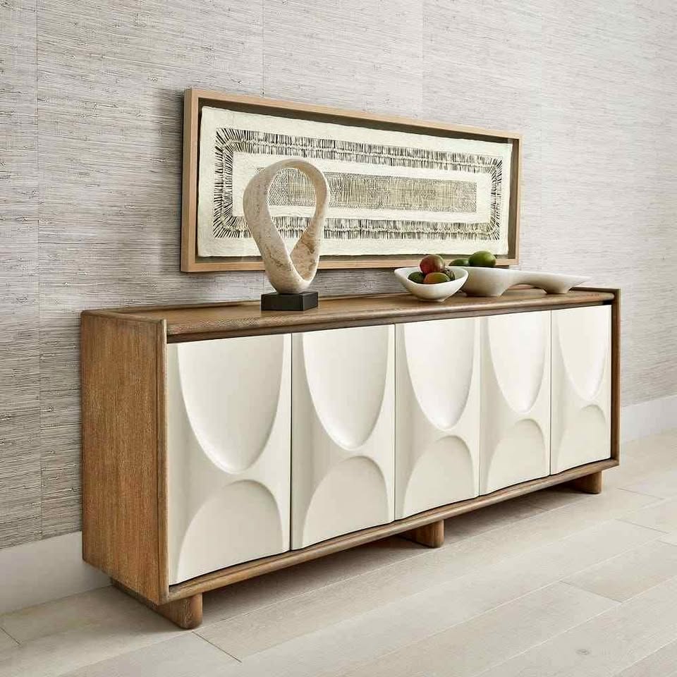 Black Label Swoosh 5 Door Cabinet ( Retails $5000.00 ) ( Cream )