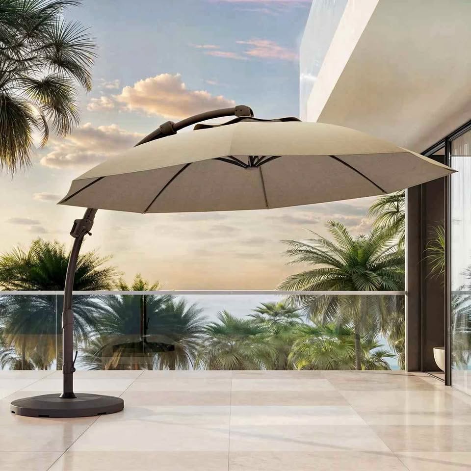 Seasons Sentry 11.5 ft. Round Side Mount Cantilever Umbrella ( Tan )