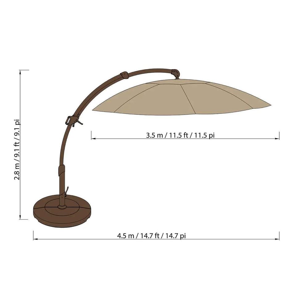 Seasons Sentry 11.5 ft. Round Side Mount Cantilever Umbrella ( Tan ) - Image 6