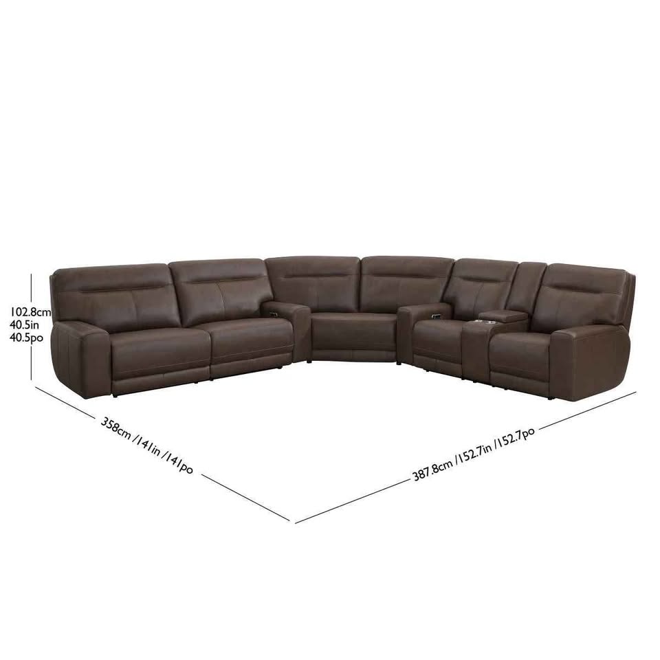 Atlas 3-piece Leather Power Reclining Sectional with Power Headrests - Image 2
