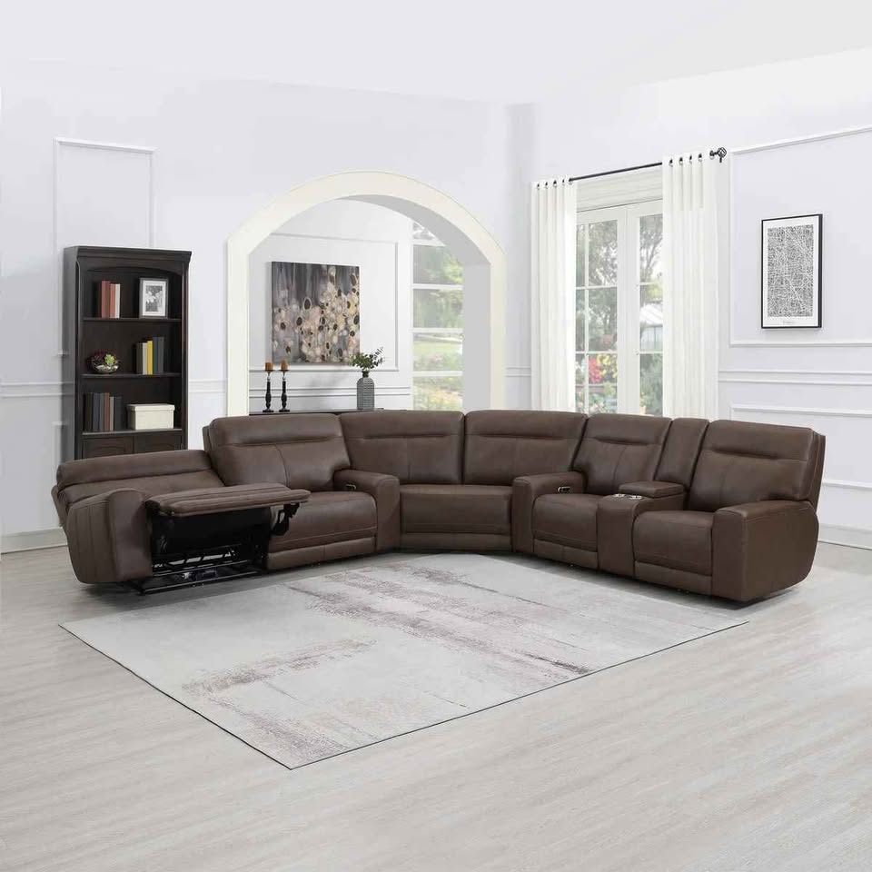 Atlas 3-piece Leather Power Reclining Sectional with Power Headrests - Image 3