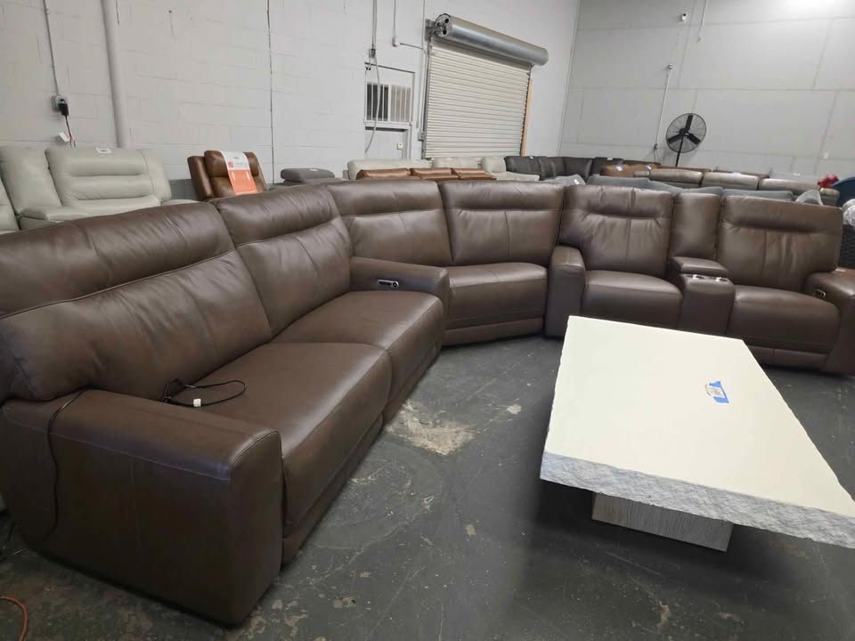 Atlas 3-piece Leather Power Reclining Sectional with Power Headrests - Image 7