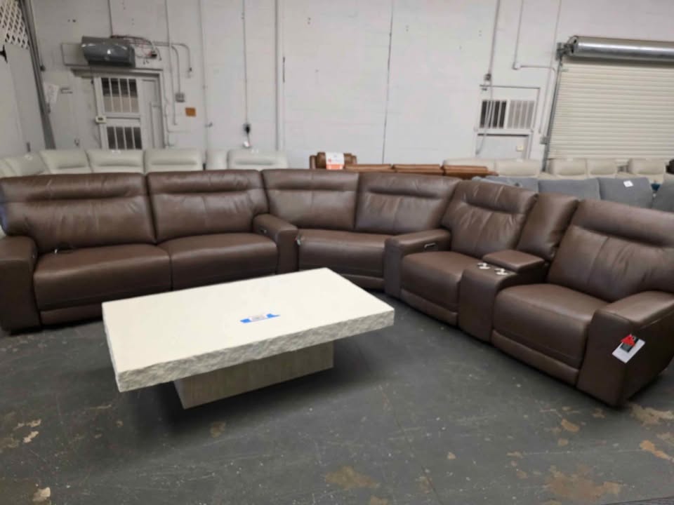 Atlas 3-piece Leather Power Reclining Sectional with Power Headrests - Image 9