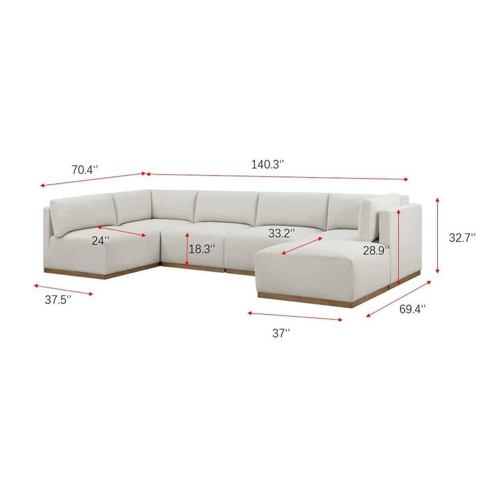 Henredon Murphy Fabric Modular Sectional with Ottoman ( Cream ) - Image 3