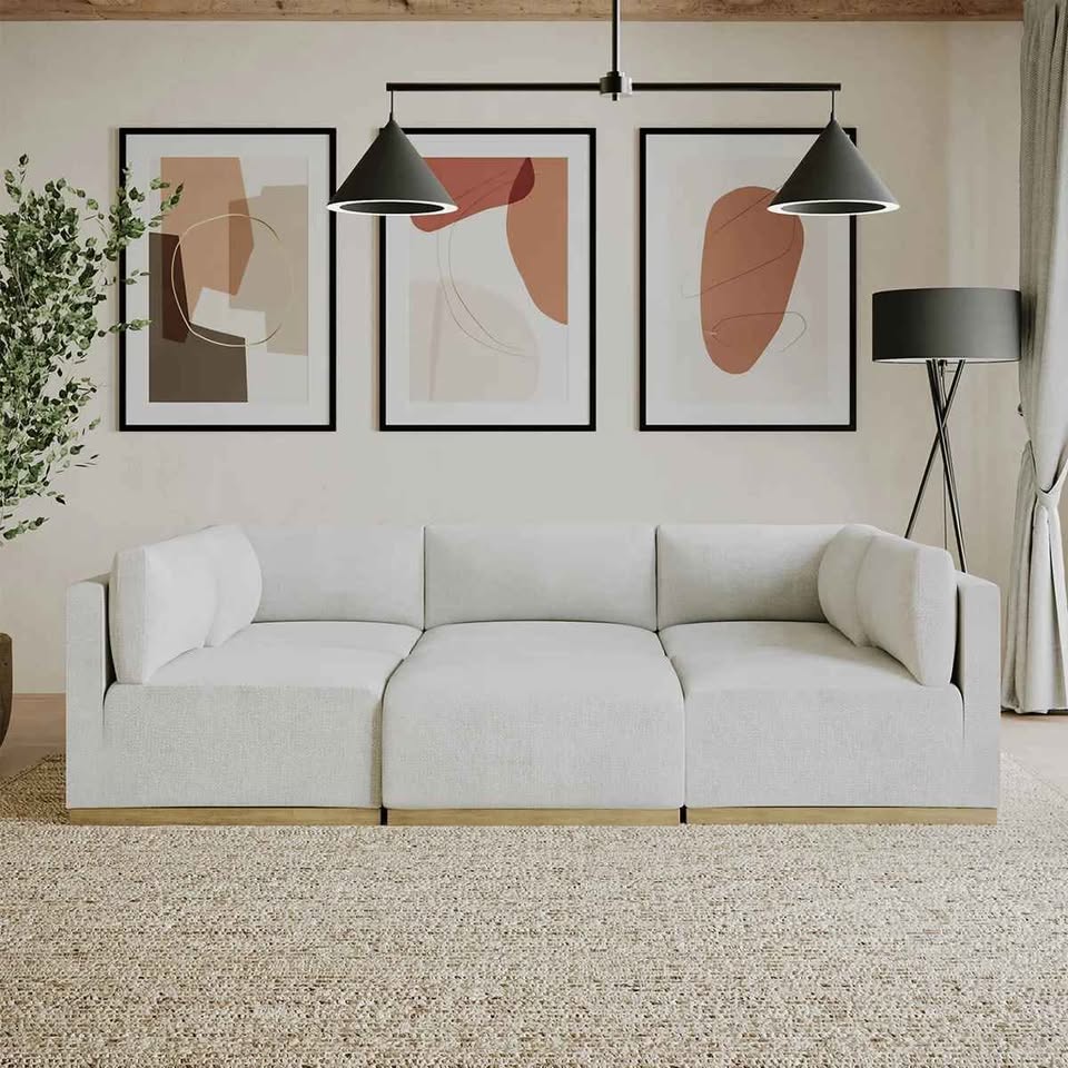 Henredon Murphy Fabric Modular Sectional with Ottoman ( Cream ) - Image 4