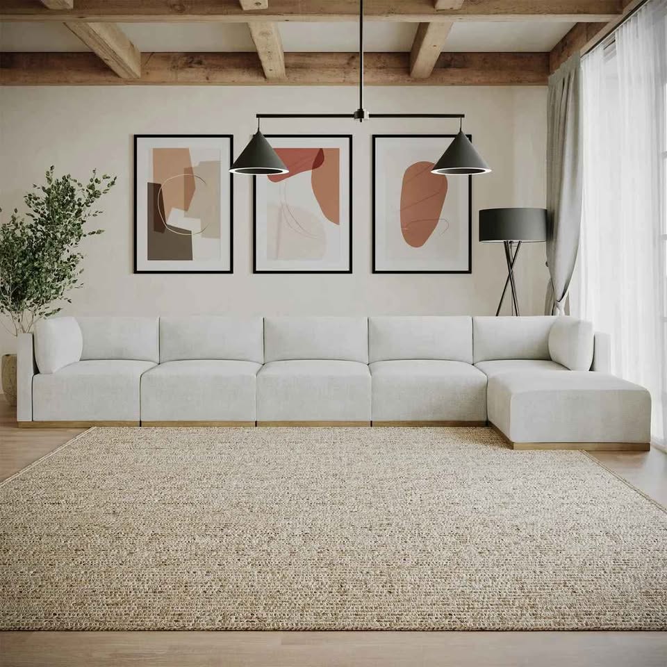 Henredon Murphy Fabric Modular Sectional with Ottoman ( Cream ) - Image 6
