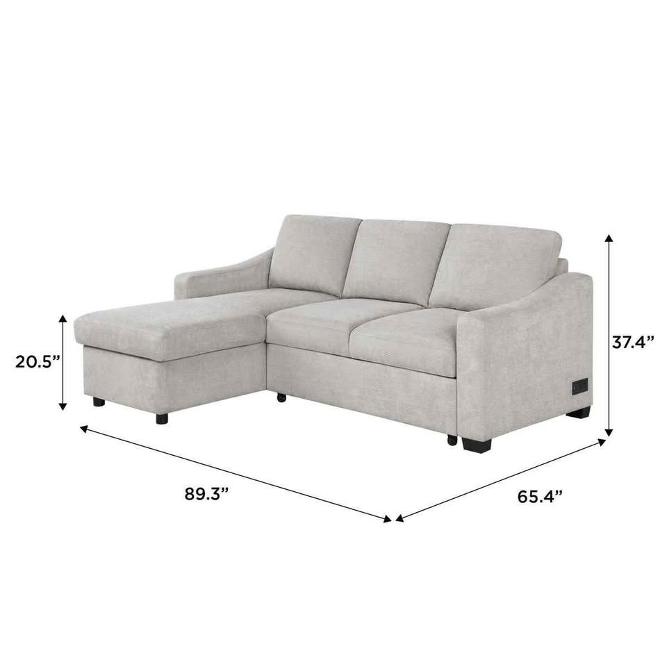 Coddle Aria Fabric Sleeper Sofa with Reversible Chaise and Storage, Beige - Image 2