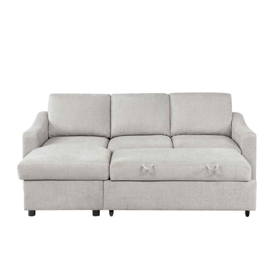 Coddle Aria Fabric Sleeper Sofa with Reversible Chaise and Storage, Beige - Image 3