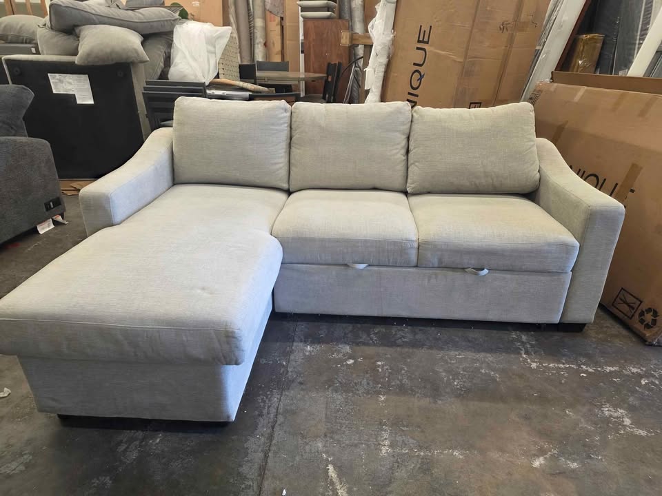 Coddle Aria Fabric Sleeper Sofa with Reversible Chaise and Storage, Beige - Image 6