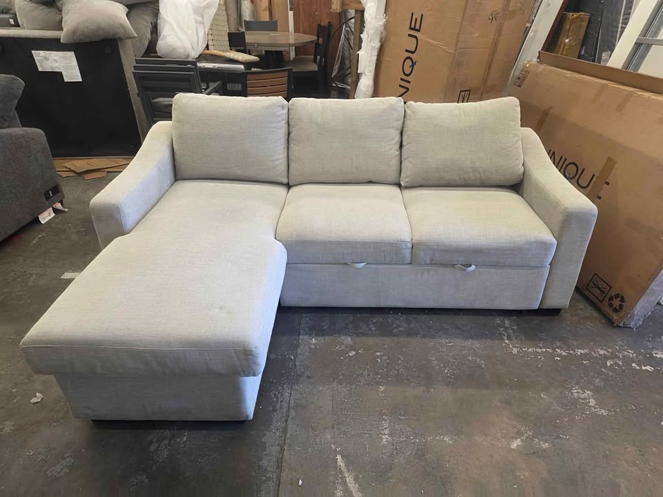 Coddle Aria Fabric Sleeper Sofa with Reversible Chaise and Storage, Beige - Image 7