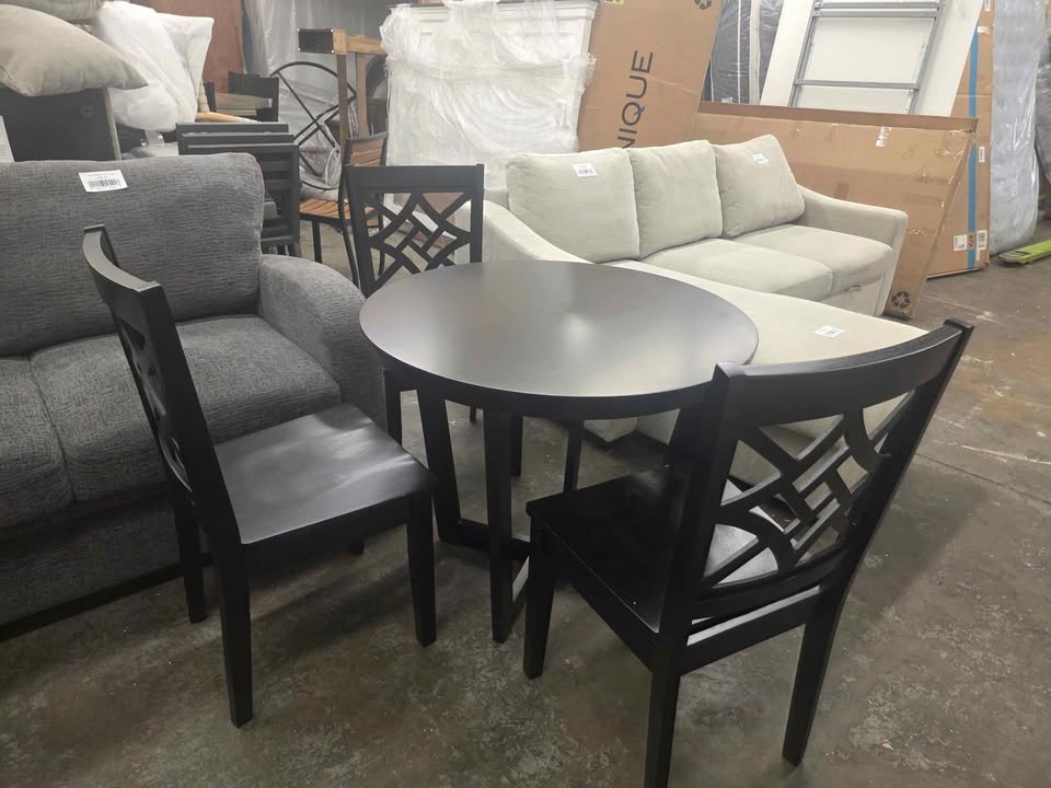 Baxton Studio 4-piece Dining Set ( Dark Brown ) - Image 3