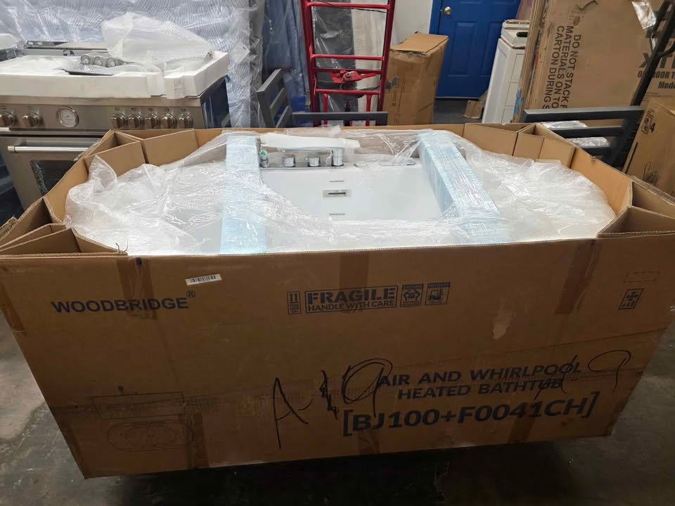 WOODBRIDGE 59" Whirlpool Water Jetted and Air Bubble Freestanding Heated Soaking Combination Bathtub - Image 8