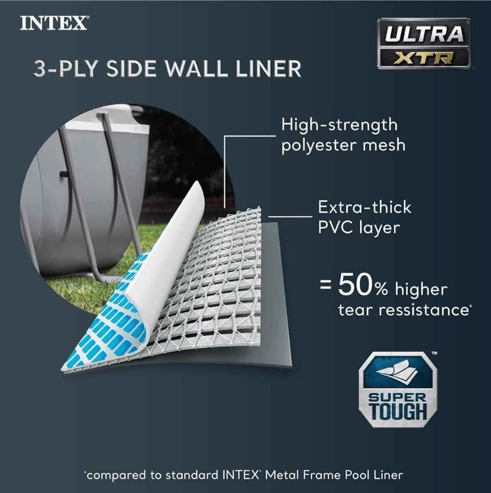 Intex 32' x 16' x 52" Ultra Xtr Rectangular Outdoor Swimming Pool Set with Pump - (Retails $2000 ) - Image 4