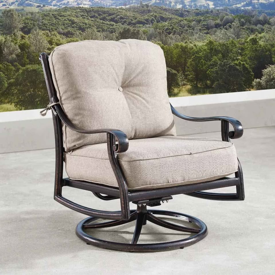 2pk Aluminum Outdoor Deep Seating Swivel Rocking Club Chairs / Cushions -Copper/Tan( Retails $1200 ) - Image 2