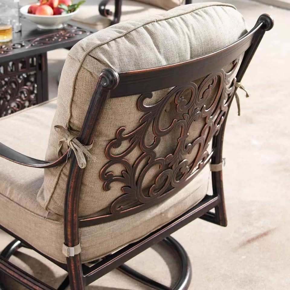 2pk Aluminum Outdoor Deep Seating Swivel Rocking Club Chairs / Cushions -Copper/Tan( Retails $1200 ) - Image 3