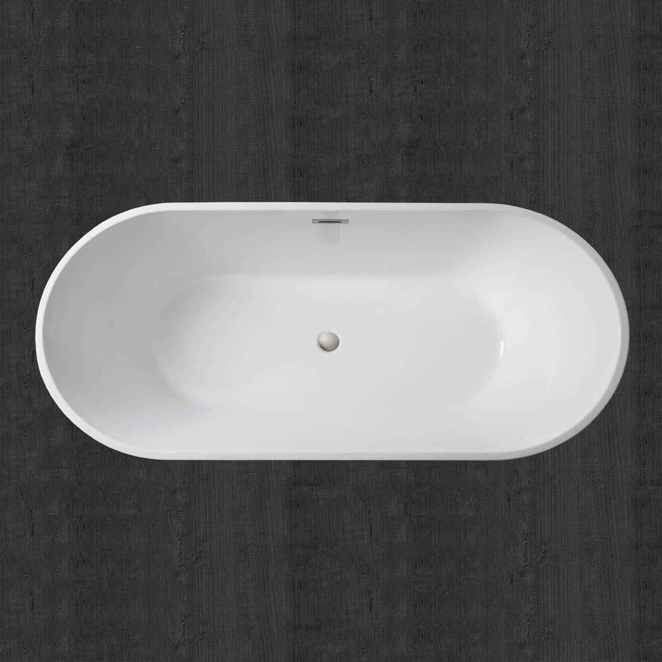 WOODBRIDGE 71" Acrylic Freestanding Bathtub Contemporary Soaking Tub with Brushed Nickel - Image 5