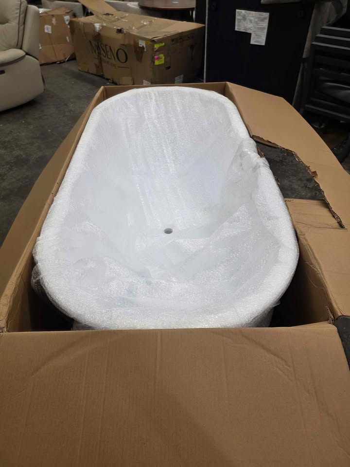 WOODBRIDGE 71" Acrylic Freestanding Bathtub Contemporary Soaking Tub with Brushed Nickel - Image 6