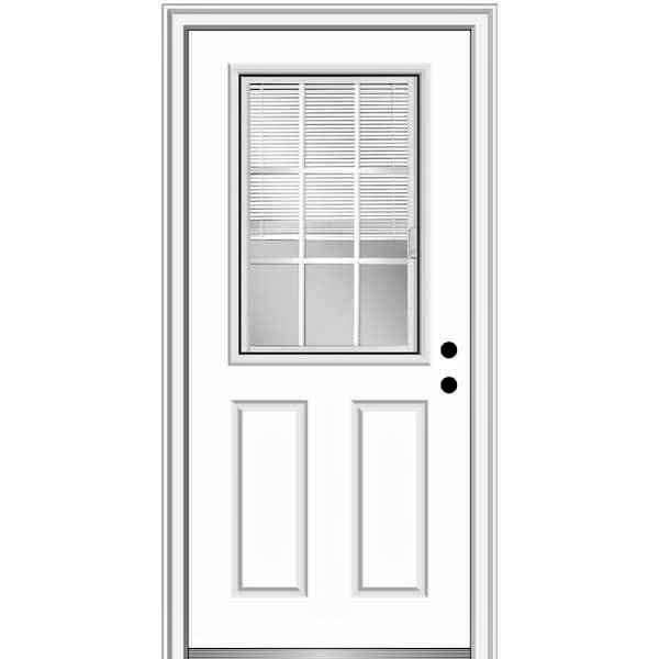 32" x 80" Internal Blinds and Grilles Left-Hand 1/2 Lite 2-Panel Clear Primed Fiberglass Smooth