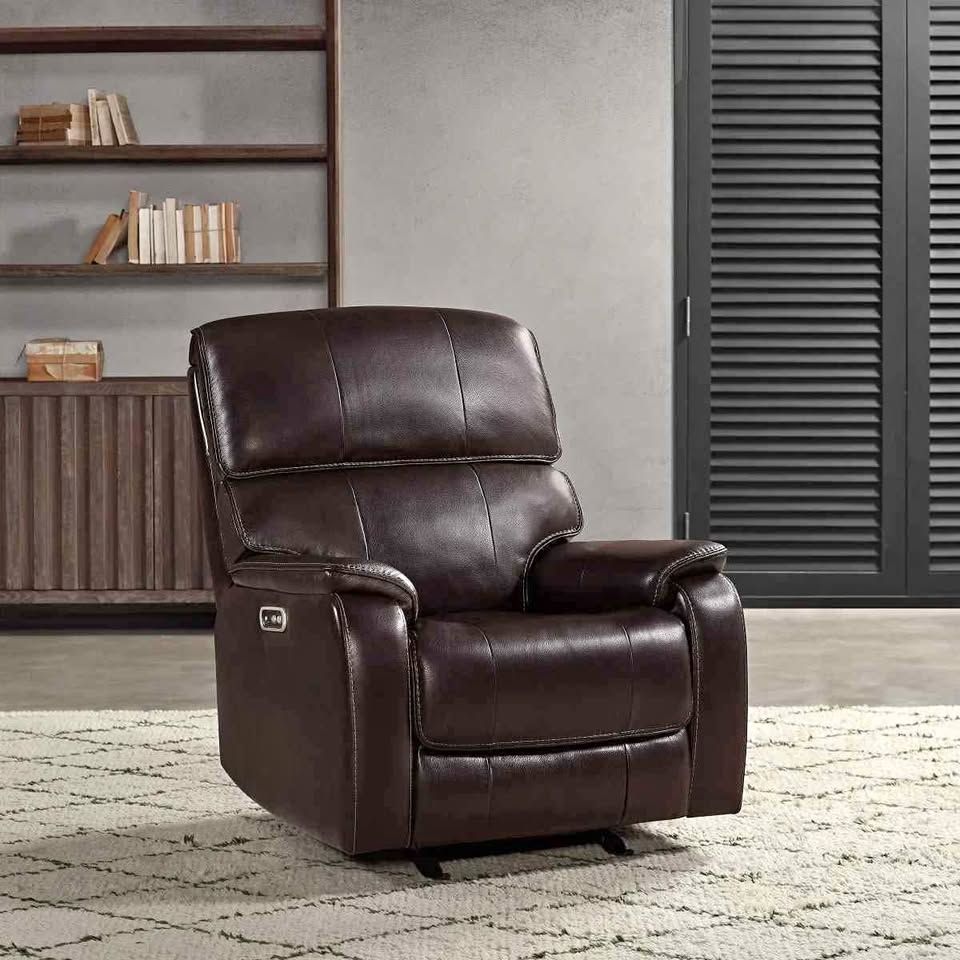 Barcalounger Columbia Leather Power Glider Recliner with Power Headrest