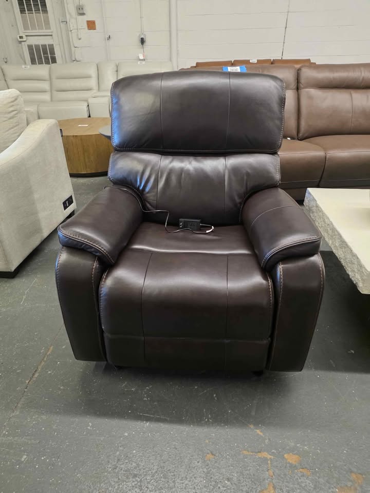 Barcalounger Columbia Leather Power Glider Recliner with Power Headrest - Image 5