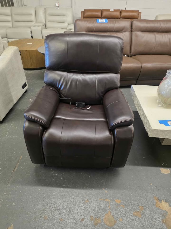 Barcalounger Columbia Leather Power Glider Recliner with Power Headrest - Image 6