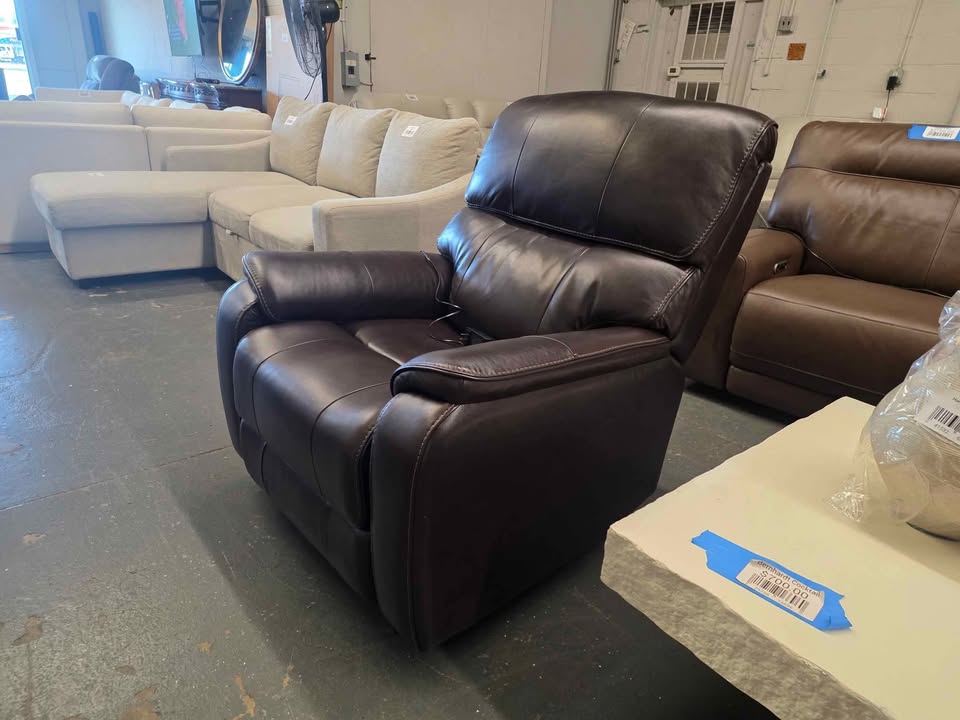 Barcalounger Columbia Leather Power Glider Recliner with Power Headrest - Image 8