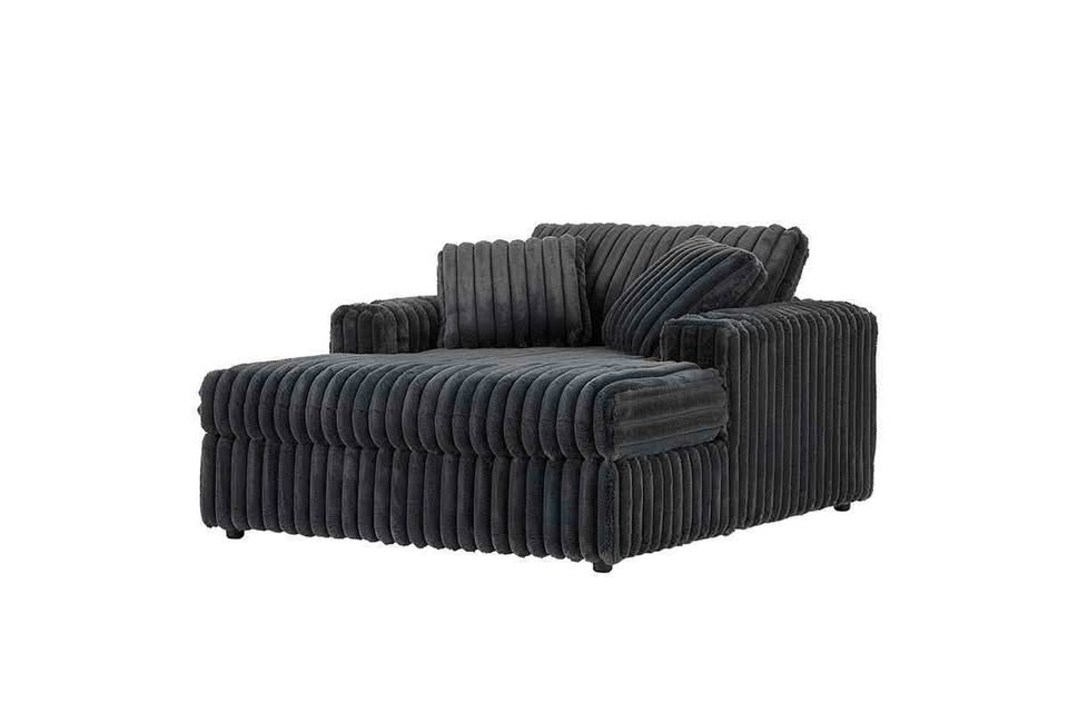 24550 Sofa and Theater Chaise Loung in Teddy Bear Charcoal Gray - Image 4