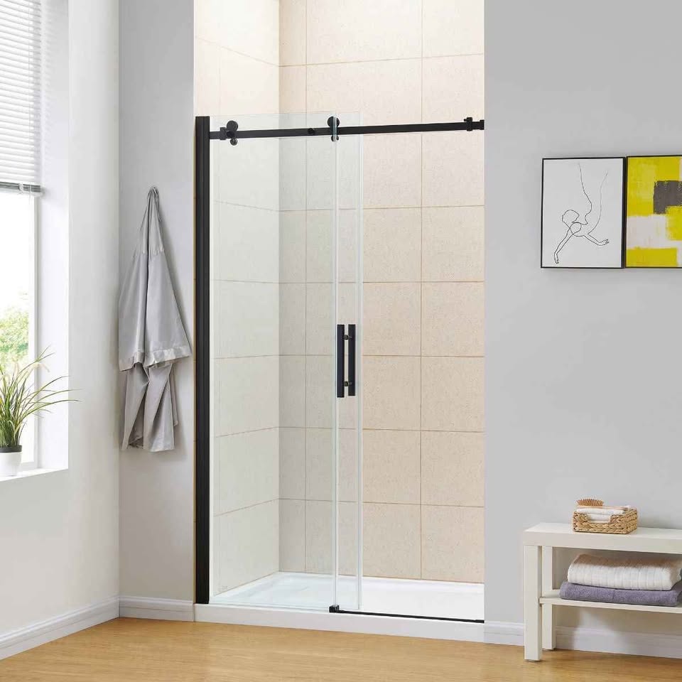 KELSEY 48" BLACK SLIDING SHOWER DOOR - Image 2