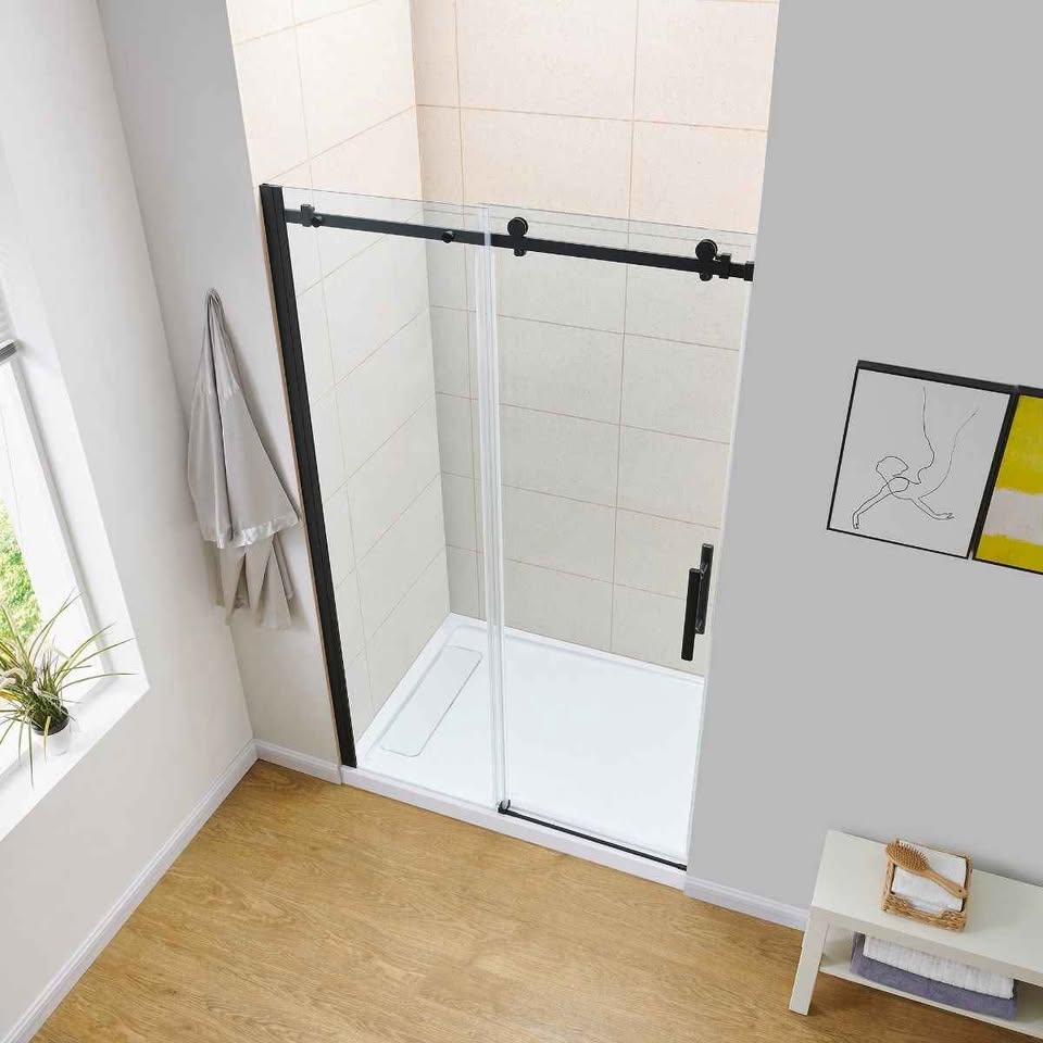 KELSEY 48" BLACK SLIDING SHOWER DOOR - Image 3