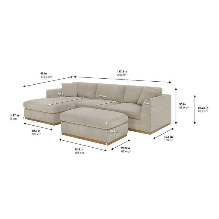 Henredon Caley Reversible Sofa Chaise with Ottoman - Image 2