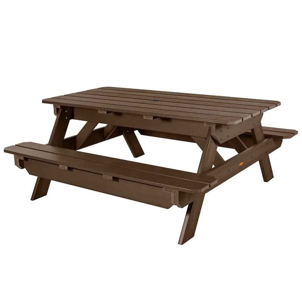 Highwood Hometown Weathered Acorn Rectangular Plastic Picnic Table Weathered Acorn - Image 2