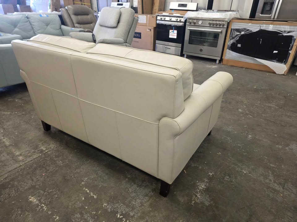 Larsen Top Grain Leather Loveseat ( Vanilla ) - Image 6