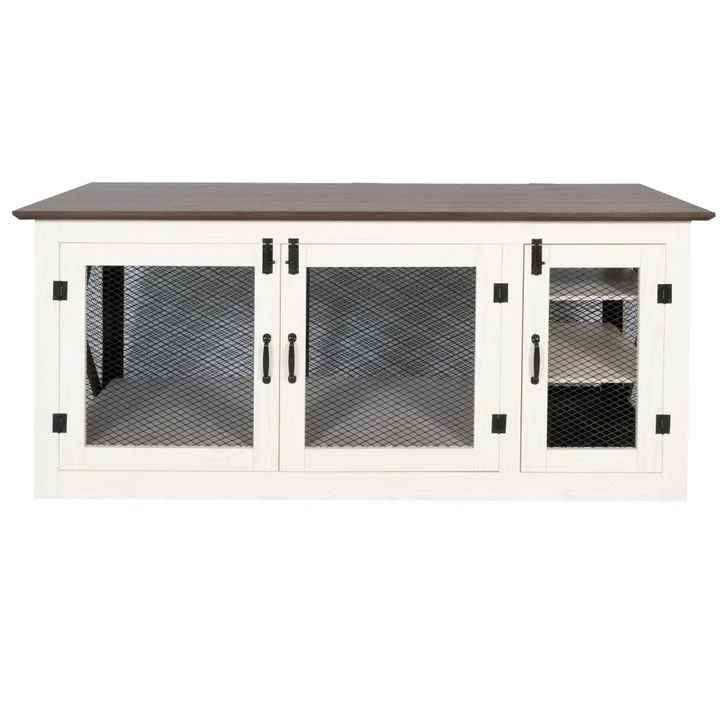 Living Essentials 65" Cooper Dog Crate Credenza with Shelves & Mat Kit - Image 2