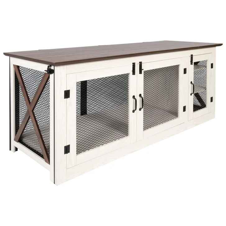 Living Essentials 65" Cooper Dog Crate Credenza with Shelves & Mat Kit - Image 3