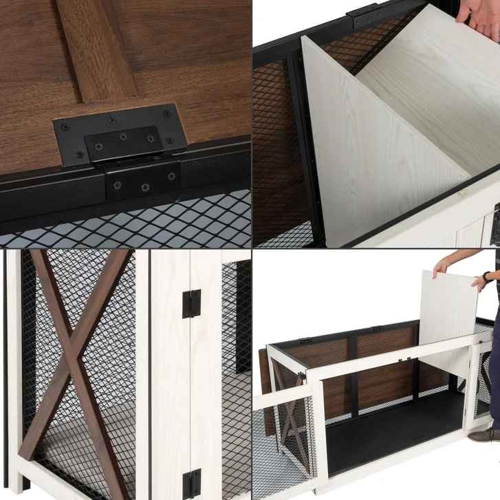 Living Essentials 65" Cooper Dog Crate Credenza with Shelves & Mat Kit - Image 5
