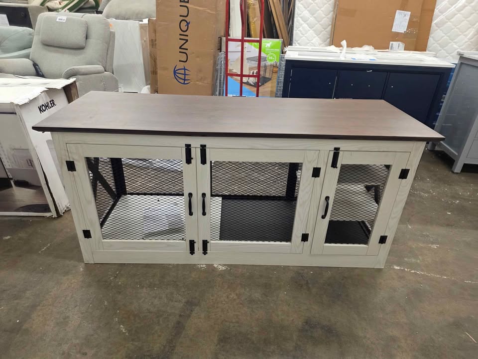 Living Essentials 65" Cooper Dog Crate Credenza with Shelves & Mat Kit - Image 6