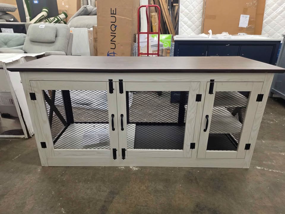 Living Essentials 65" Cooper Dog Crate Credenza with Shelves & Mat Kit - Image 7