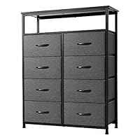AZL1 Life Concept Dresser Double, Tall Storage Organizer Unit, 8-Drawers with Shelf, Grey
