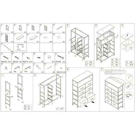 AZL1 Life Concept Dresser Double, Tall Storage Organizer Unit, 8-Drawers with Shelf, Grey - Image 3