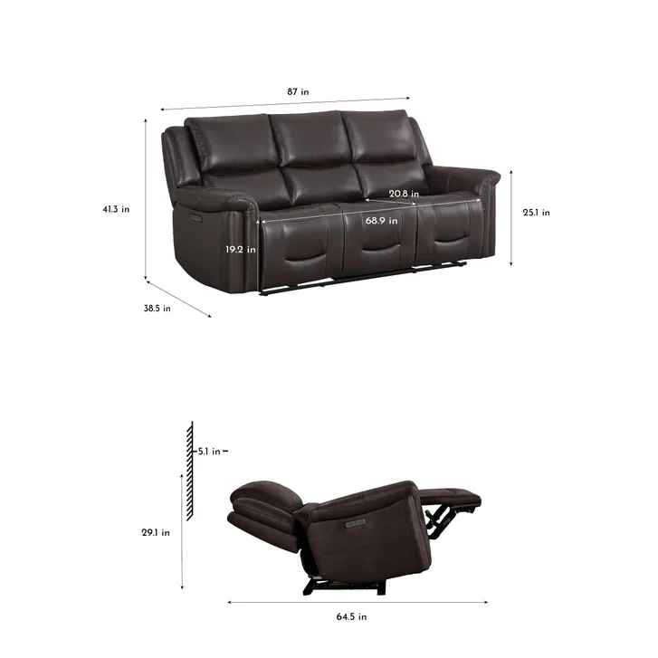 Alba Leather Power Reclining Sofa with Power Headrests - Image 2
