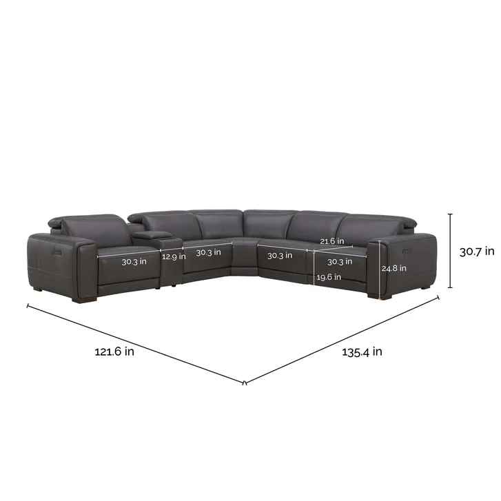 Karson Leather Power Reclining Sectional with Power Headrests - Image 2