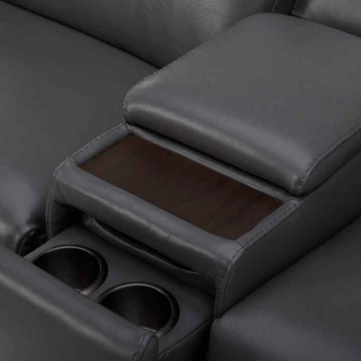 Karson Leather Power Reclining Sectional with Power Headrests - Image 5