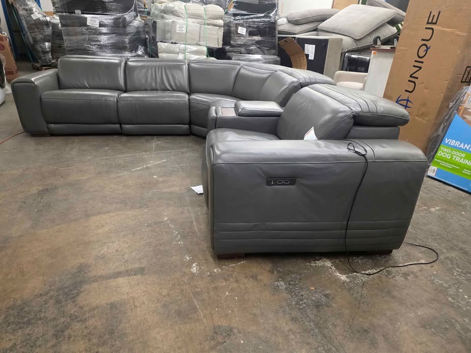 Karson Leather Power Reclining Sectional with Power Headrests - Image 9