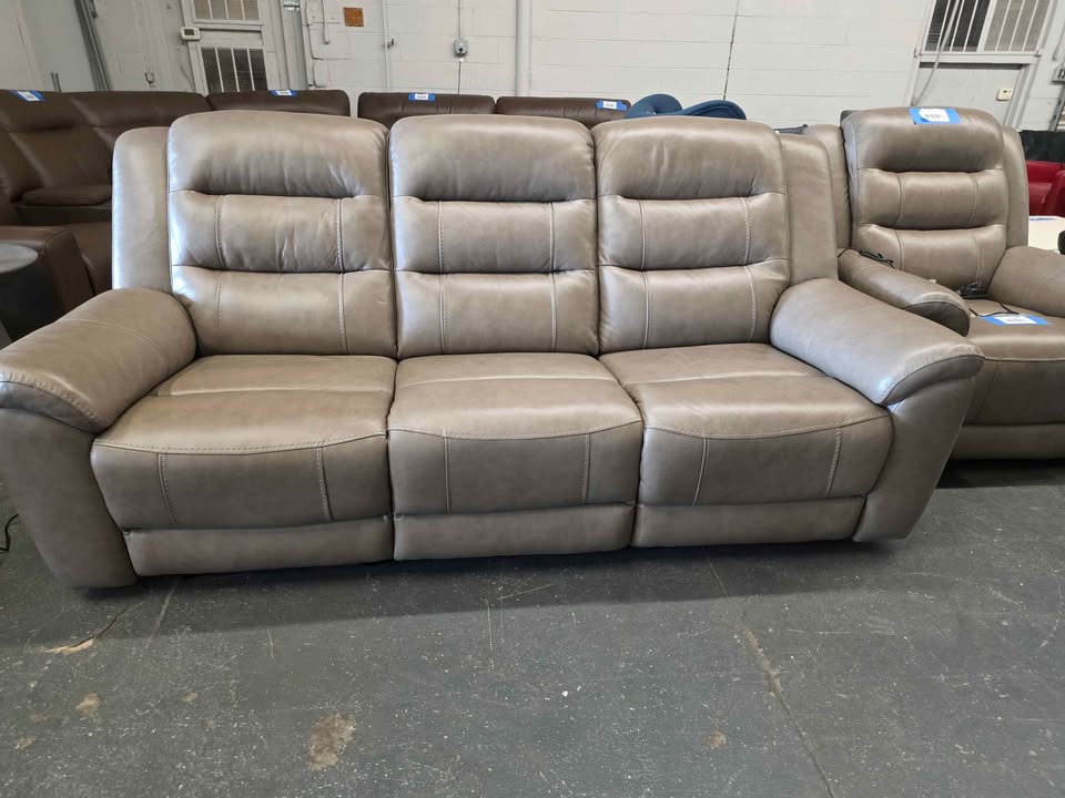 Mason Leather Power Reclining Sofa ( Taupe ) - Image 5