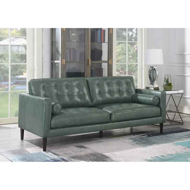 Harstine Leather Sofa ( Green )