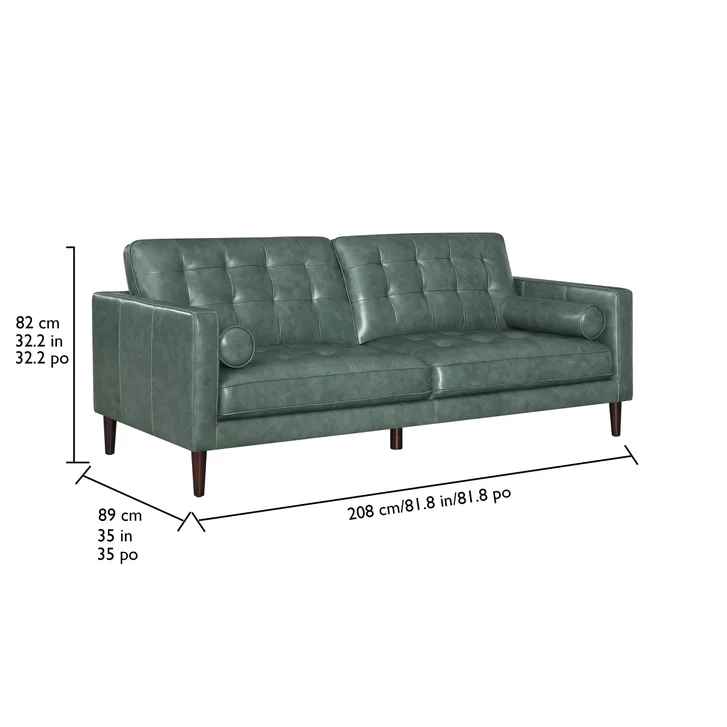 Harstine Leather Sofa ( Green ) - Image 2