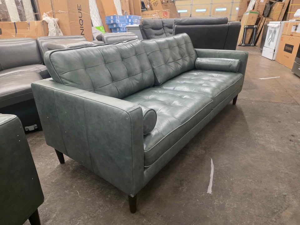 Harstine Leather Sofa ( Green ) - Image 6