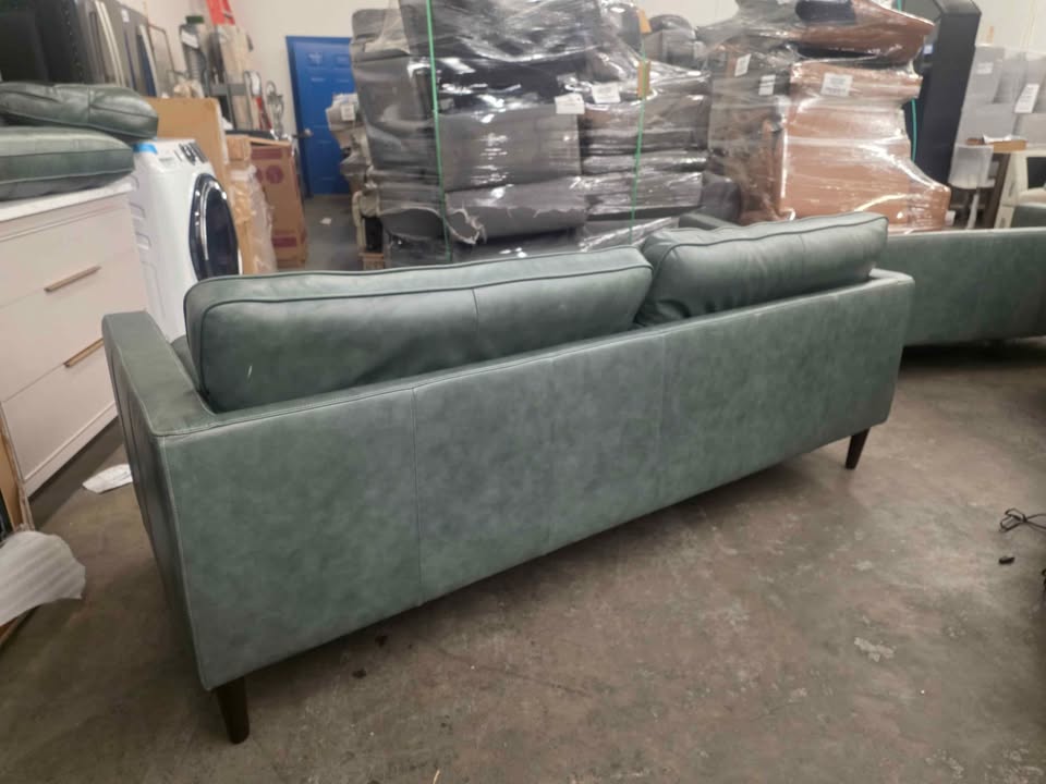 Harstine Leather Sofa ( Green ) - Image 9