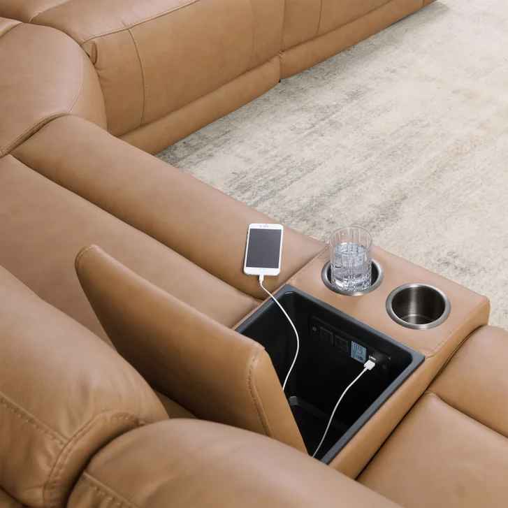 Lauretta 6-piece Leather Power Reclining Sectional with Power Headrests - Image 5