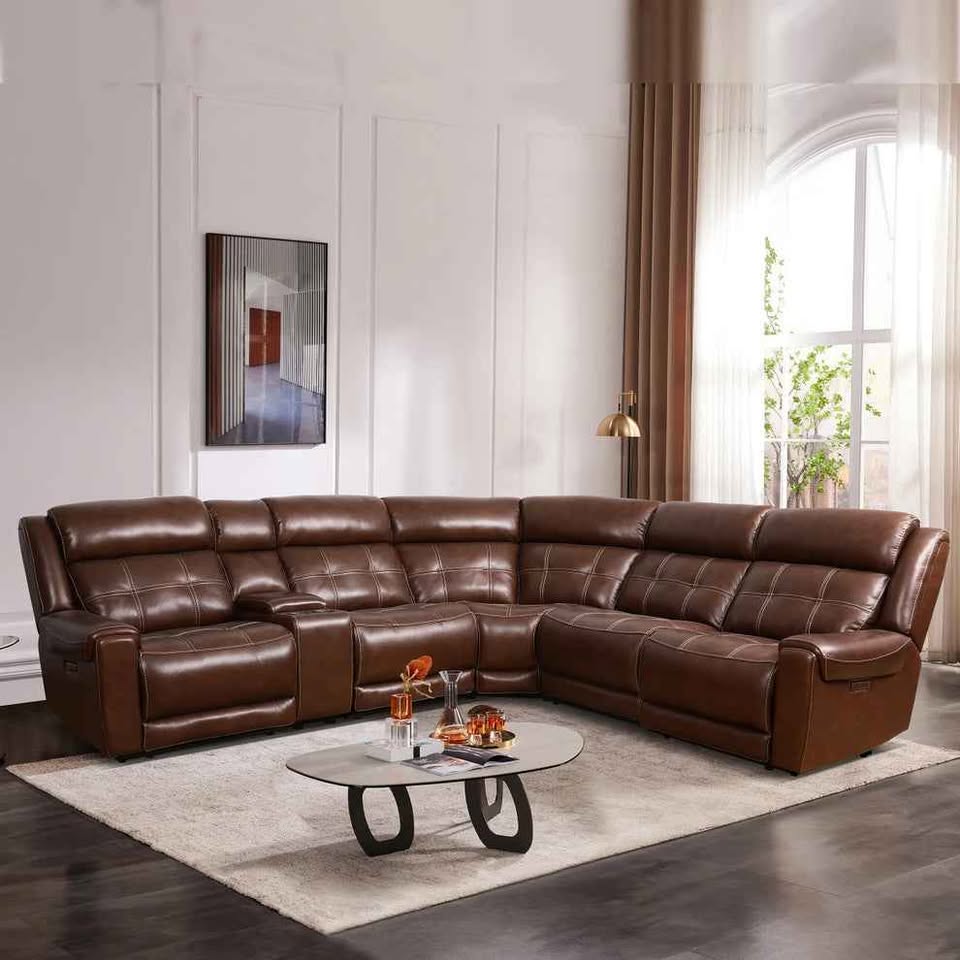 Concord 6-piece Leather Power Reclining Sectional with Power Headrests